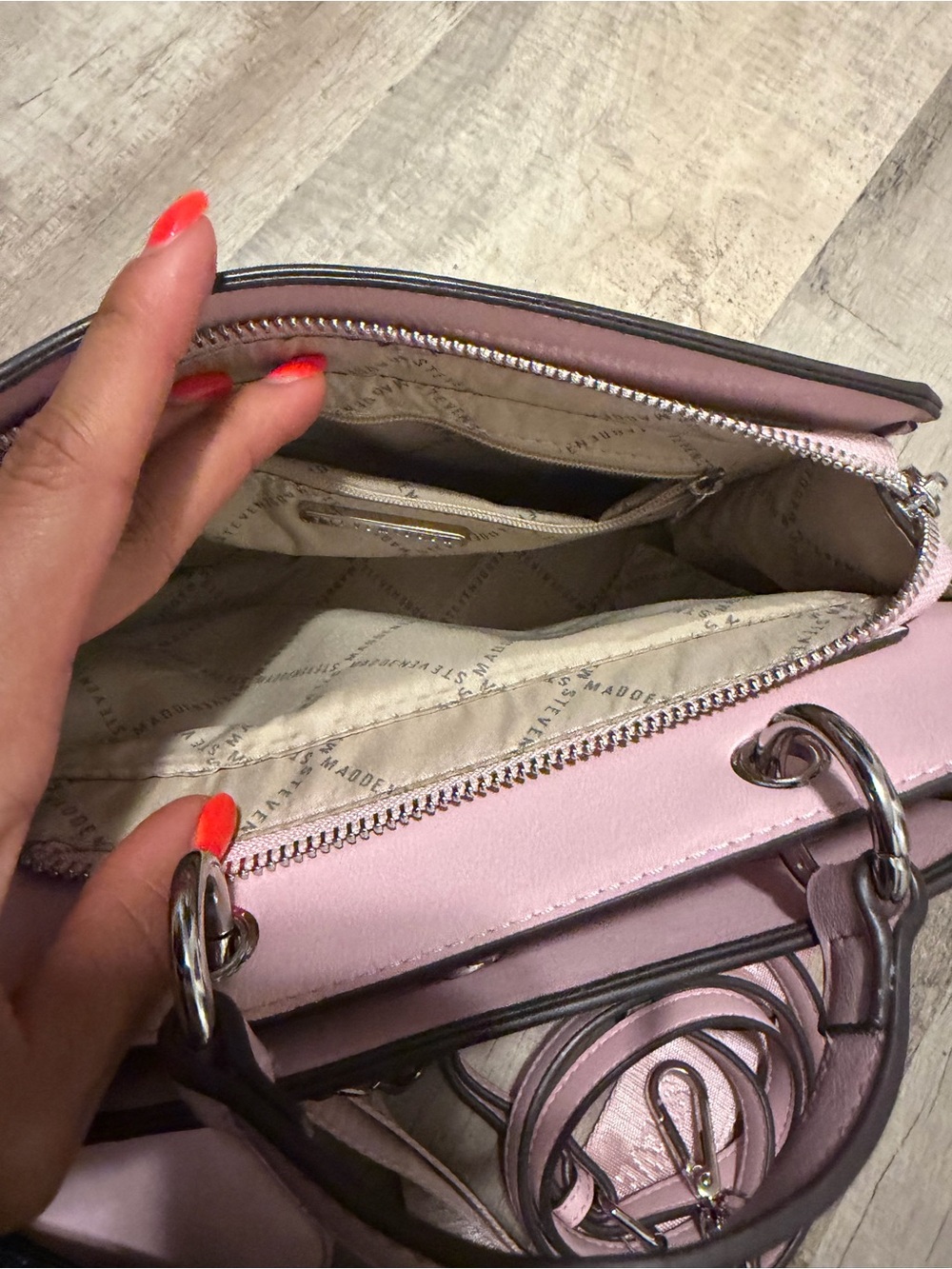 Steve Madden Light Pink Structured Crossbody with Detachable Straps - Picture 4 of 7